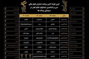 جدول برنامه نمایش فیلم‌های سی‌وششمین جشنواره فیلم فجر 